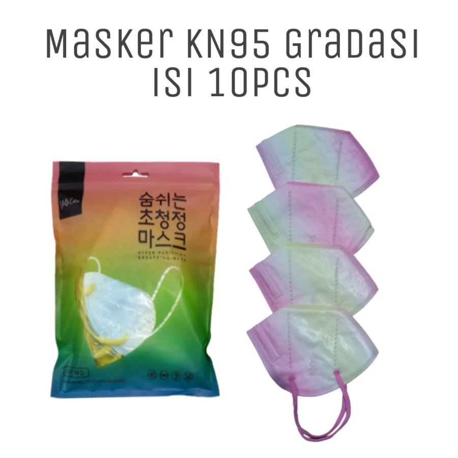 MASKER KN95 GRADASI 5PLY ISI 10 MOTIF ACAK RANDOM HIGH QUALITY PREMIUM MASKER KN 95 WARNA RANDOM