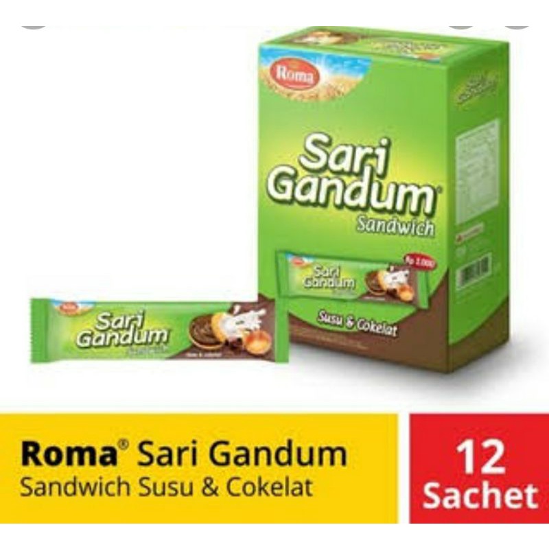 

Roma Sari gandum box 324g(12bungkus @27g)