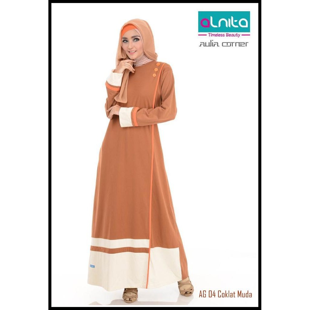 Gamis Murah Alnita AG 04 Coklat Baju Wanita Terbaru Baju Gamis Terbaru