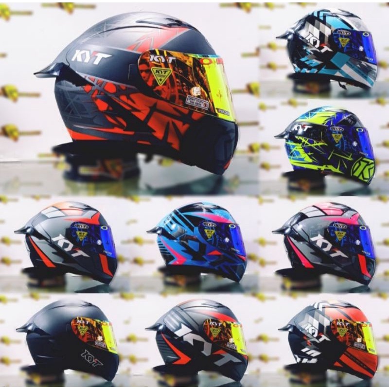 [COD] Helm KYT Falcon FR Paket Ganteng Solid Motif Original SNI DOT Full Face Dual Visor
