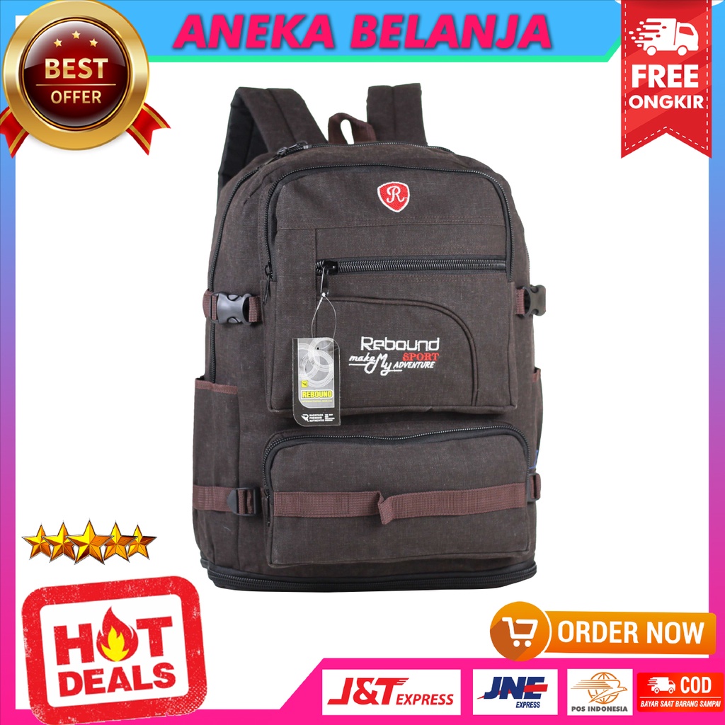 Ransel Bahan Kanvas Tebal Berkualitas Tas Distro Susun Rebound Warna Coklat Tua Harga Ekonomis