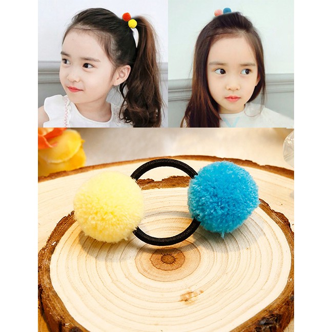 LRC Ikat Rambut Lovely  Fuzzy Balls Decorated Hair Band