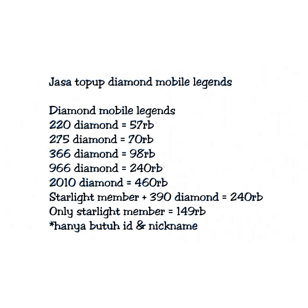 Top Up Mobile Legends Diamond Mobile Legends 184 220 275 366 758