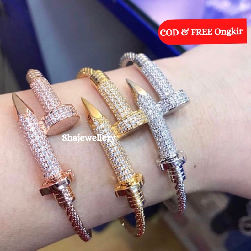 Gelang Titanium Anti Karat Perhiasan Gelang Wanita Replika Berlian