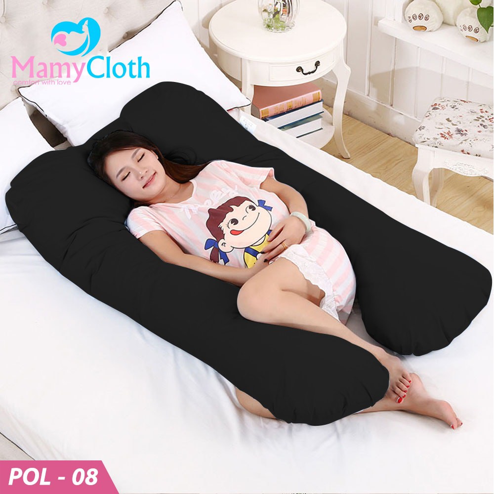 Maternity Pillow / Bantal Hamil Premium / Mamycloth / POL-08 / Hitam Polos / Black