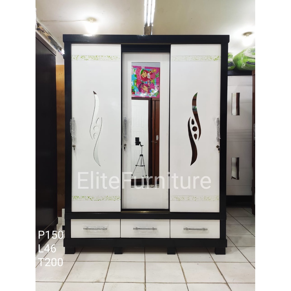 Lemari Pakaian Baju 3Pintu lemari sleding 3pintu / Lemari Pakaian Sleding / Lemari Baju Gamis Sledin