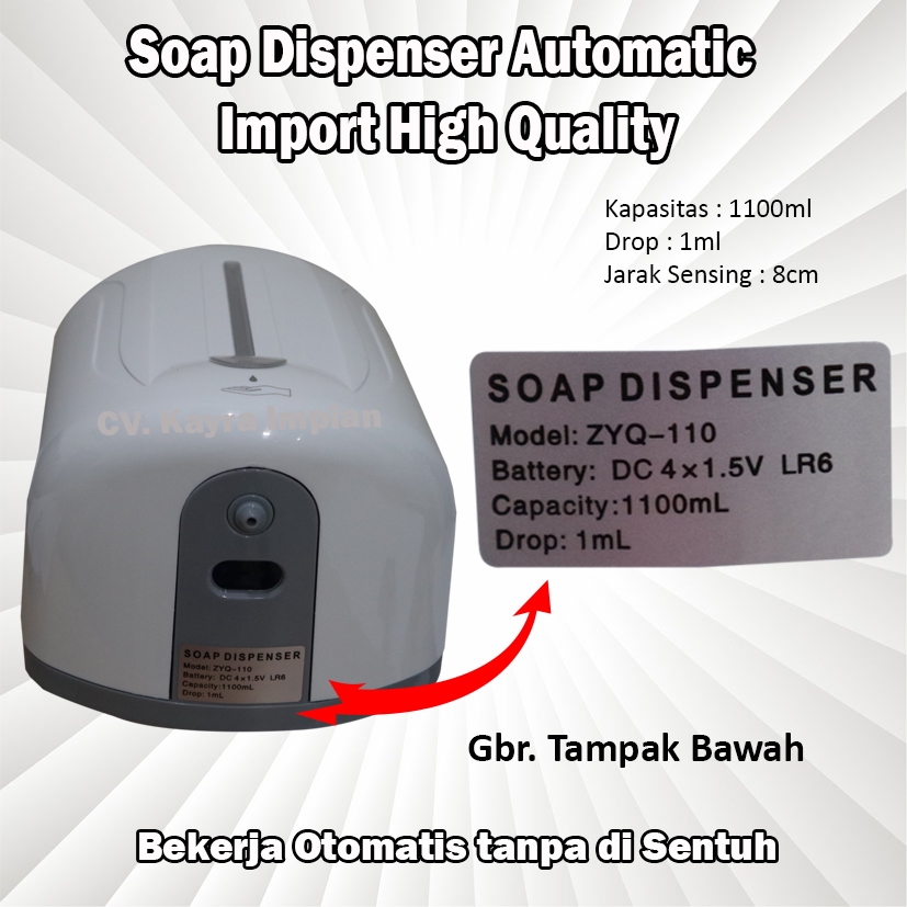 Handsoap Otomatis 1100ml Import Tempat Wadah Sabun Cuci Tangan