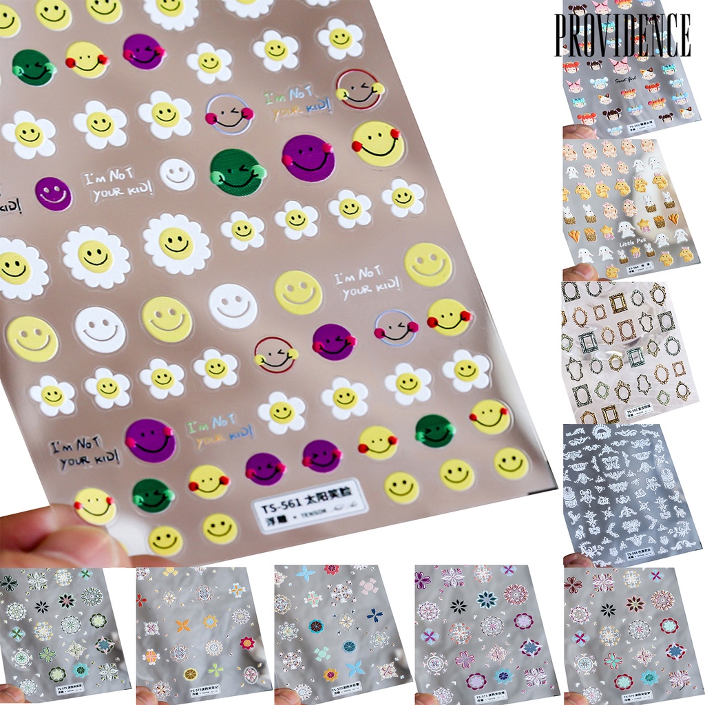 Providence Nail Slider 5D Engraved Pattern High Adhesion Colorful Cute Cartoon Animals Nail Art Sticker for Manicure