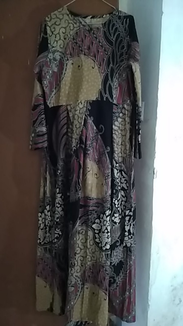 (bisa Cod) Realpict Ms Gamis Batik Sriwedari Maxi Bumil/busui Katun Sogan Allsize Ld 104-110