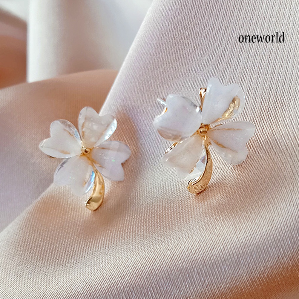 OW# Women Fresh Simple Summer Flower Shaped Alloy Earrings Ear Stud Jewelry Gift