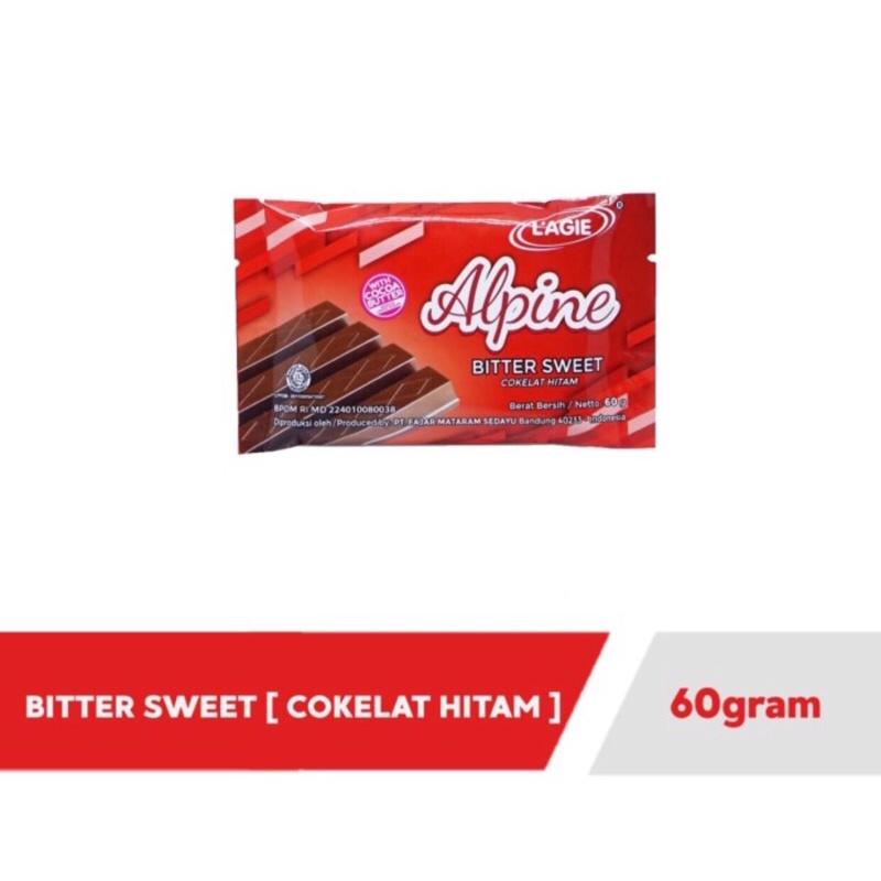 Lagie Alpine Bitter Sweet Cokelat Hitam Coklat Batang 60gr