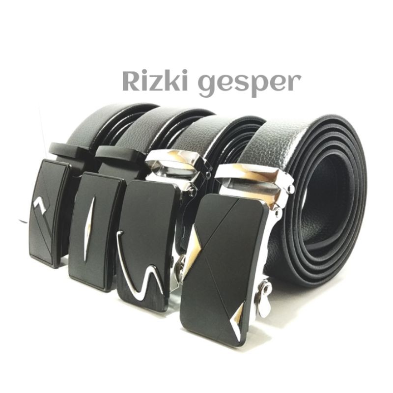 ikat pinggang pria kulit PU men belt model rell buckle automatic import