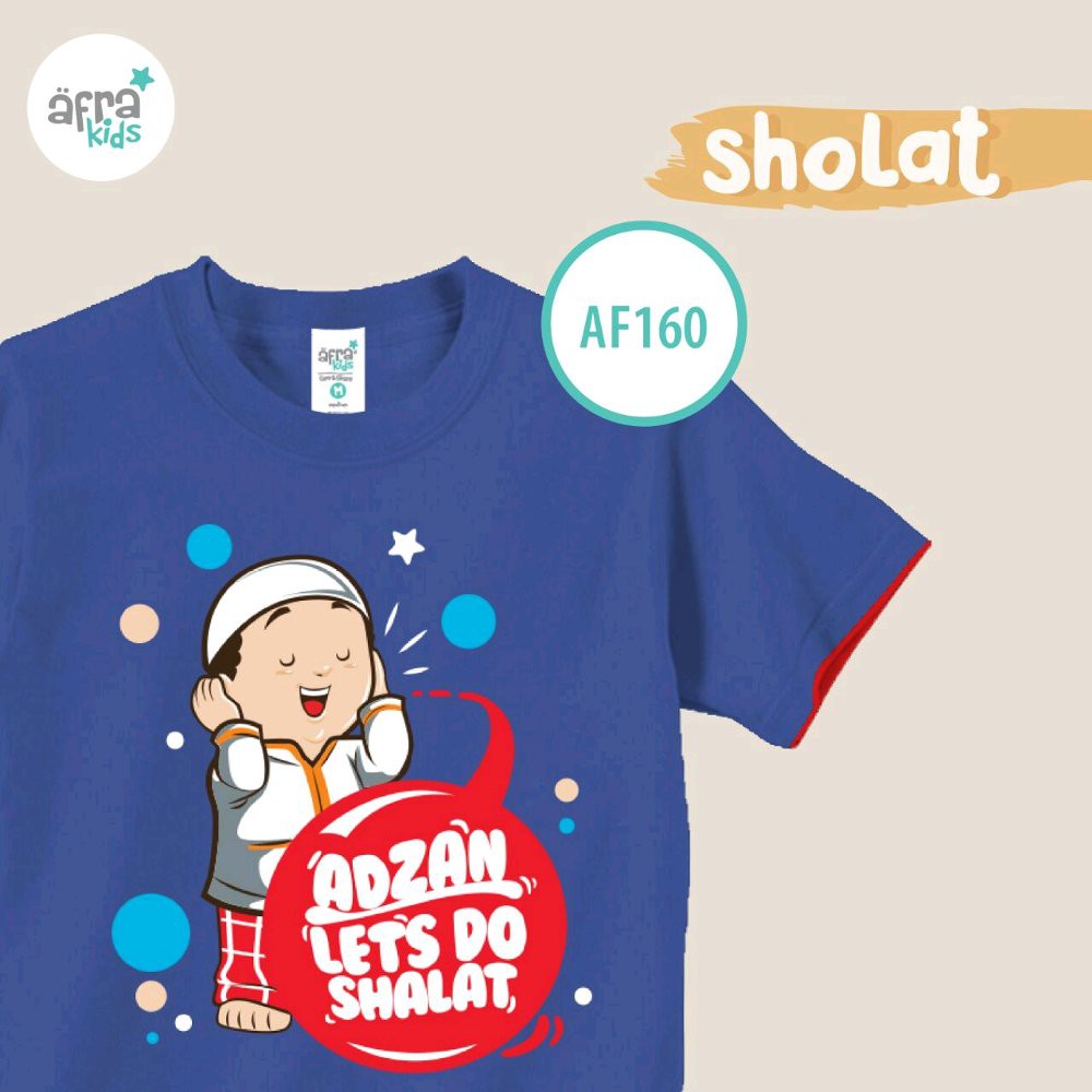 Kaos Anak Afrakids AF145 Lengan Pendek Adzan Let S Sholat XL