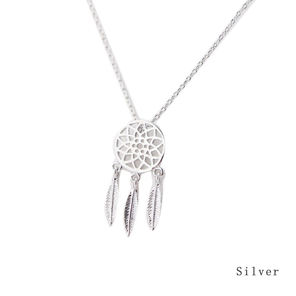 Perhiasan Kalung Rantai Bahan Lapis Emas dengan Liontin Bentuk Dream Catcher