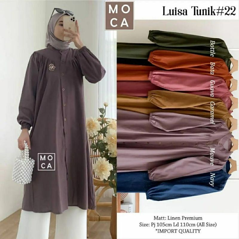 Luisa Tunik #22, TUNIK LINEN POLOS SUPER CANTIK FIT XXL LD 114 BAHAN LINEN PREMIUM TERMURAH OOTD