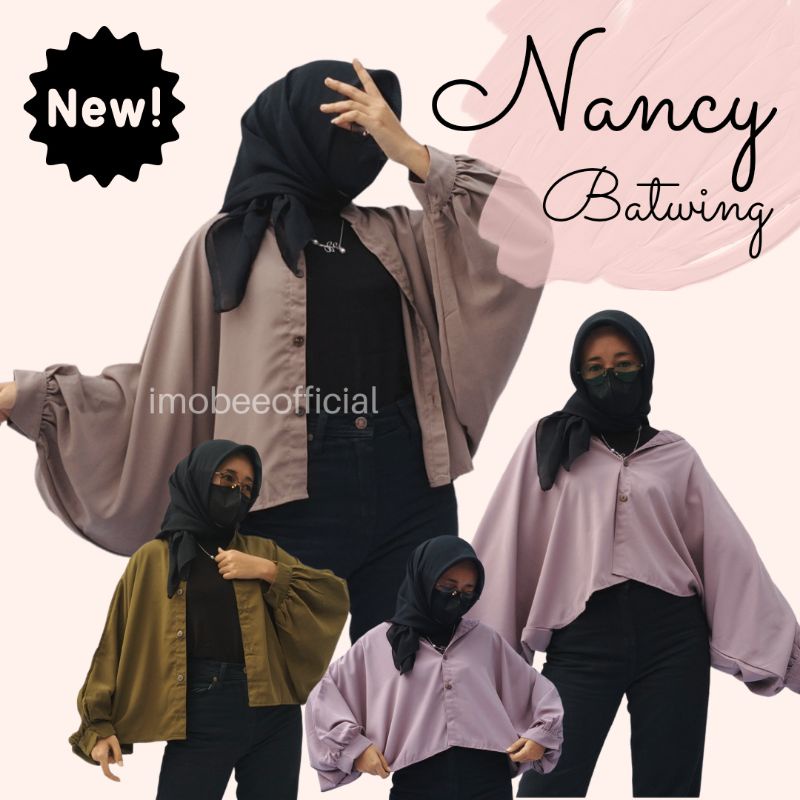 NANCY BATWING POLOS // BLOUSE KEMEJA OUTER WOLFIS BATWING KANCING