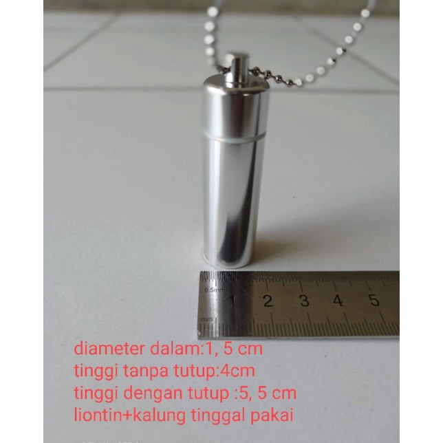 Liontin tabung bahan alumunium bisa untuk tempat minyak batu atau benda kecil