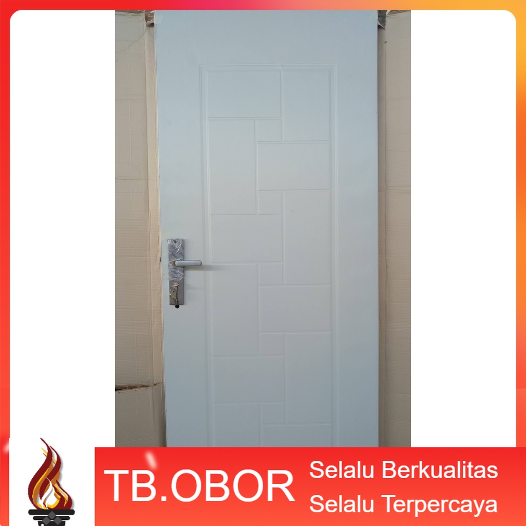 Pintu Baja Kodai TX-07 Motif Garis Puzzle Zig Zag Warna Putih