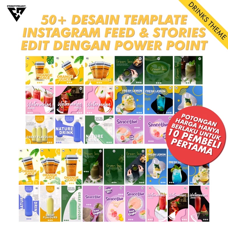 

50+ DESAIN TEMPLATE INSTAGRAM FEED & STORY |TEMPLATE SHOPEE FEED | EDIT POWERPOINT | TEMA MINUMAN