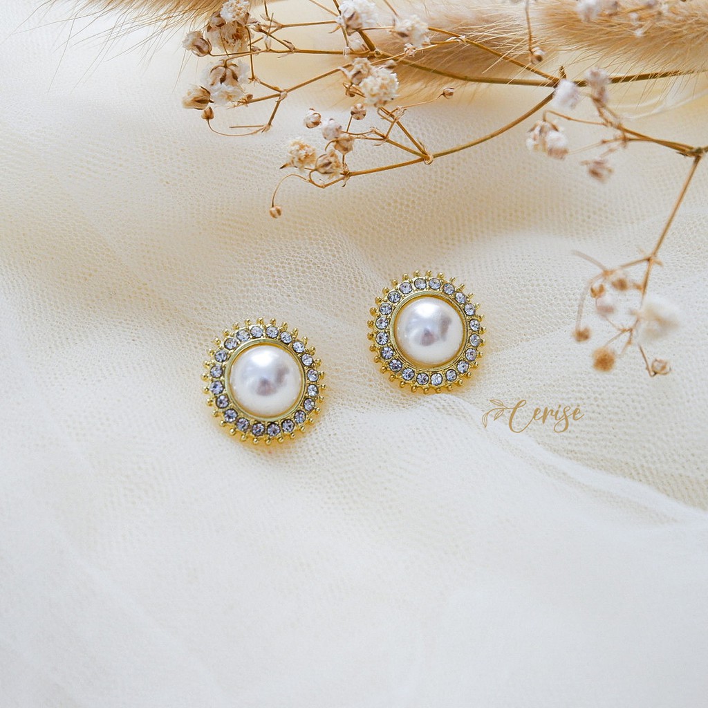 Siria earrings | Anting tusuk korea mutiara emas cantik aksesoris wanita korean style trendy stylish