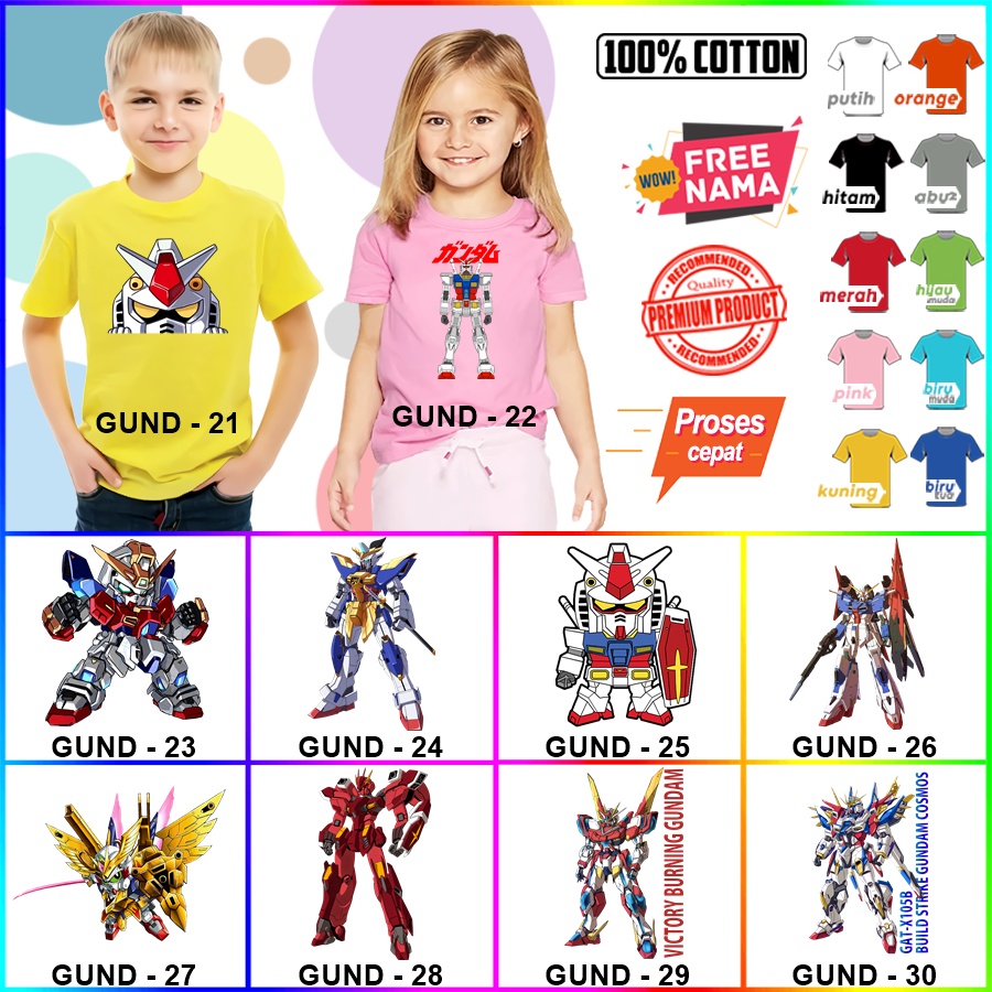 Baju Kaos ANAK DAN DEWASA GUNDAM COUPLE (FREE NAMA)