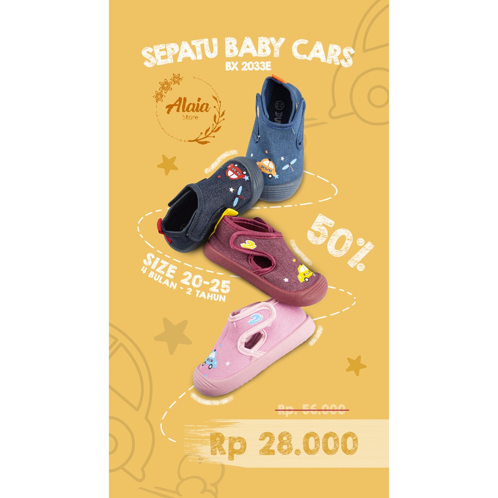 Sepatu bayi anak dulux bx 2033e motif mobil 20-25 / sepatu karet paud anak bayi