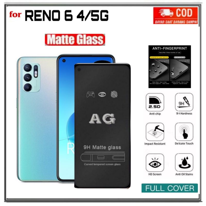 Tempered Glass matte OPPO RENO 6 (4G/5G) Reno 7z Reno 75G Reno 5 Reno 5f Tg Anti Glare Anti Gores kaca full Sreen