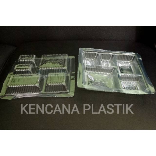 Mika Sekat 5 Nasi Kotak Ukuran 20x20 Isi 50 Pcs l Mika Kotak Nasi 20 x 20