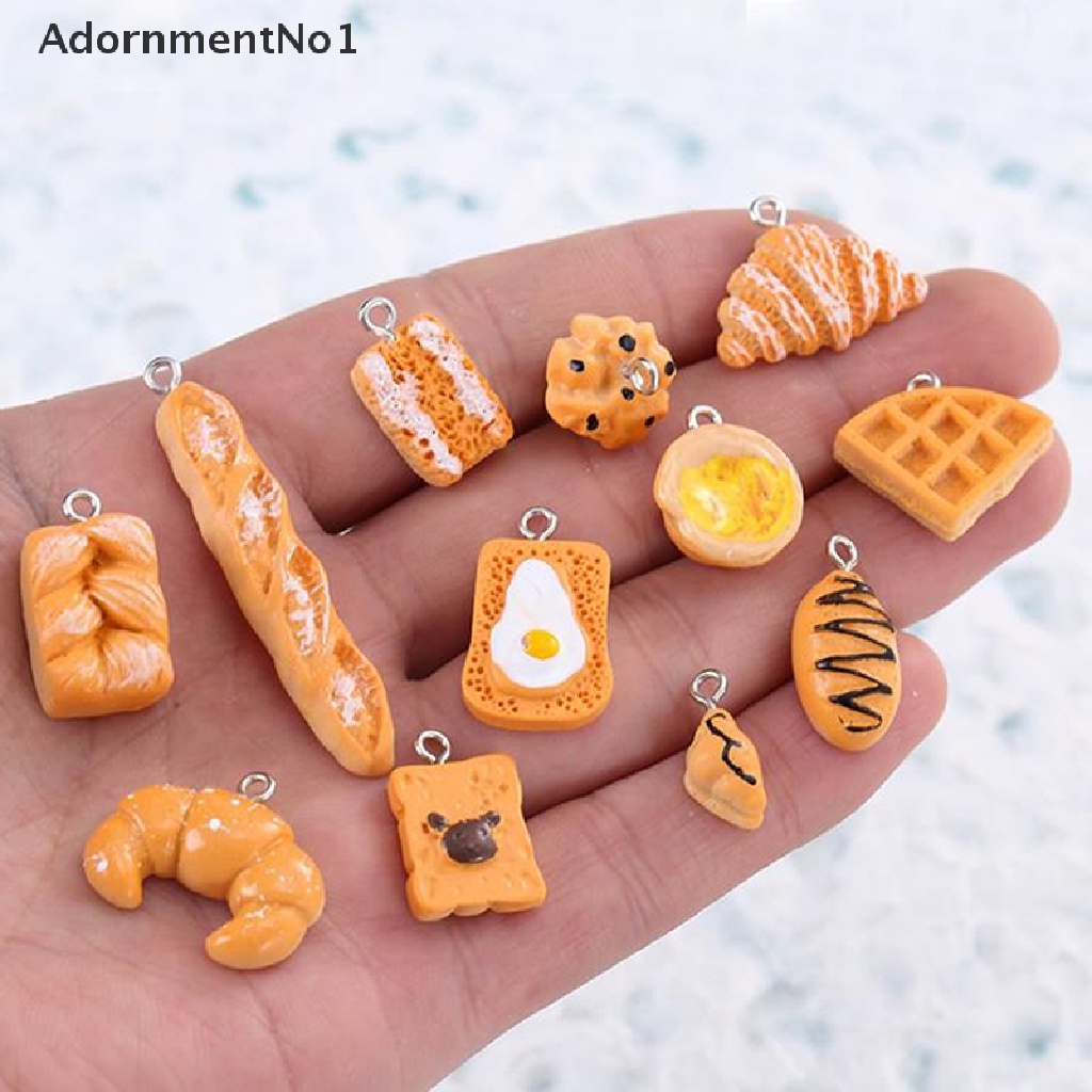 (AdornmentNo1) 10pcs / Set Liontin Resin Bentuk Hamburger / Sandwich / Makanan Untuk Perhiasan Diy