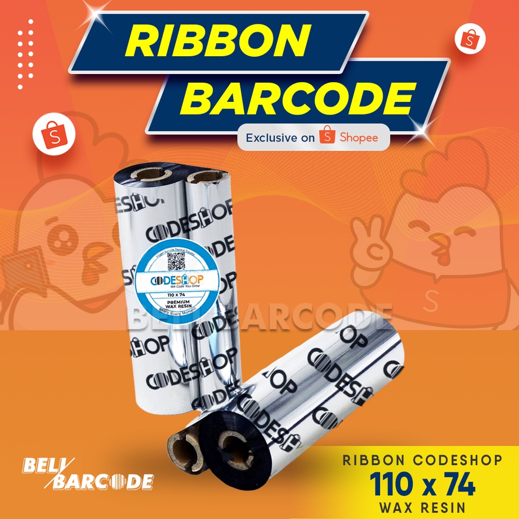 CODESHOP RIBBON BARCODE LABEL 110 X 74 METER TINTA WAX RESSIN