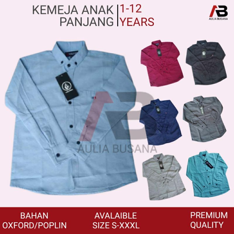 Baju Anak Laki Laki Usia 1-12 Tahun Kemeja Anak Lengan Panjang Casual Distro Import Kemeja Polos Anak Panjang Murah