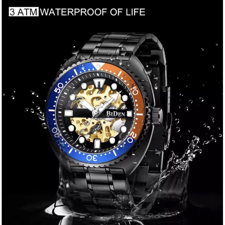 BIDEN Jam Tangan Pria Automatic Homage Turtle Ocean Black Luxury