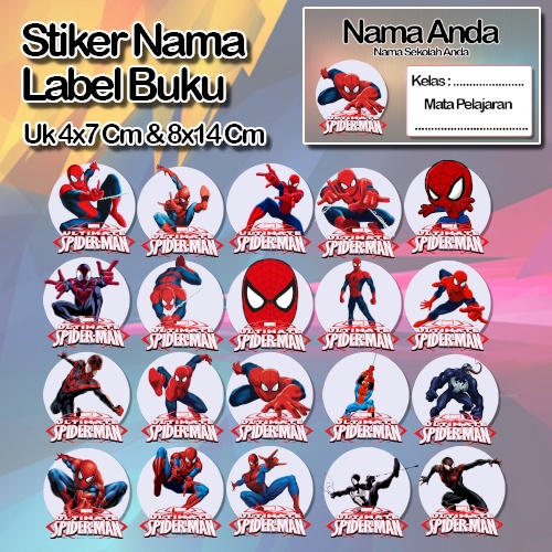 

Stiker Spiderman animasi kartun venom laba hitam anime Karakter Lucu Custom Lebel Nama cromo murah 20 Varian berbeda Sticker Pelajaran Mapel buku anak sekolah No 7