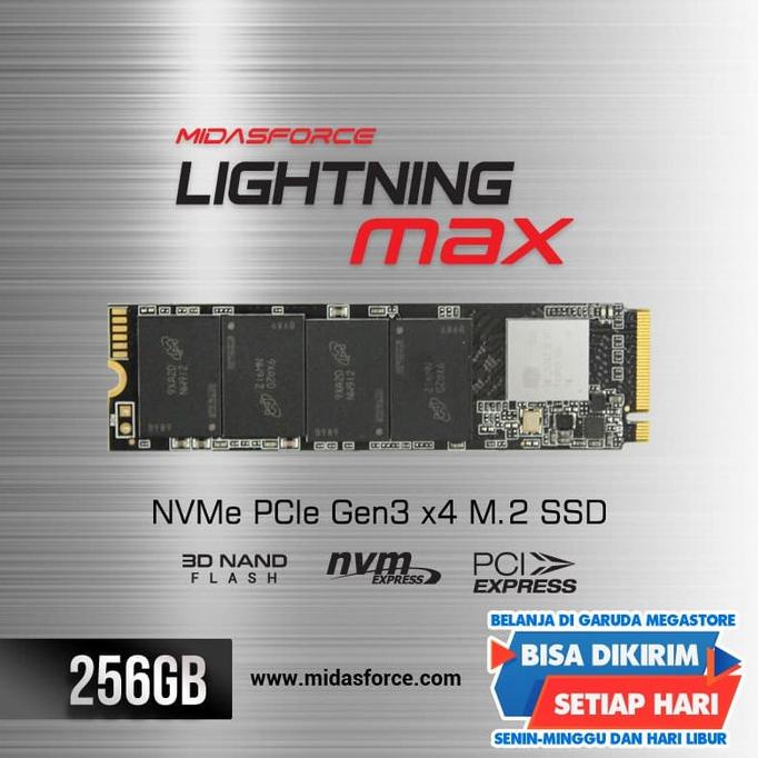 NVME M.2 256GB MIDASFORCE LIGHTNING MAX SSD NVMe M.2 PCIe Gen3 x4