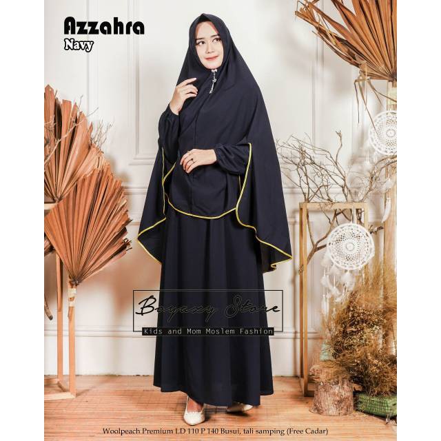 Gamis + Khimar Azzahra Syari Ori Boyazy Longdress Maxi Material Wolfice Premium