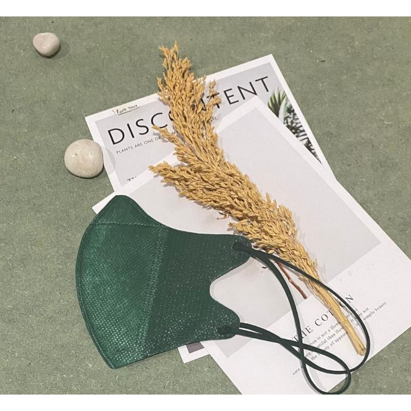 MASKER DUCKBILL HIJAB EARLOOP 3PLY /DUCKBILL HIJAB KEREN GARIS/DUCKBILL EARLOOP-Seaweed Green Hijab