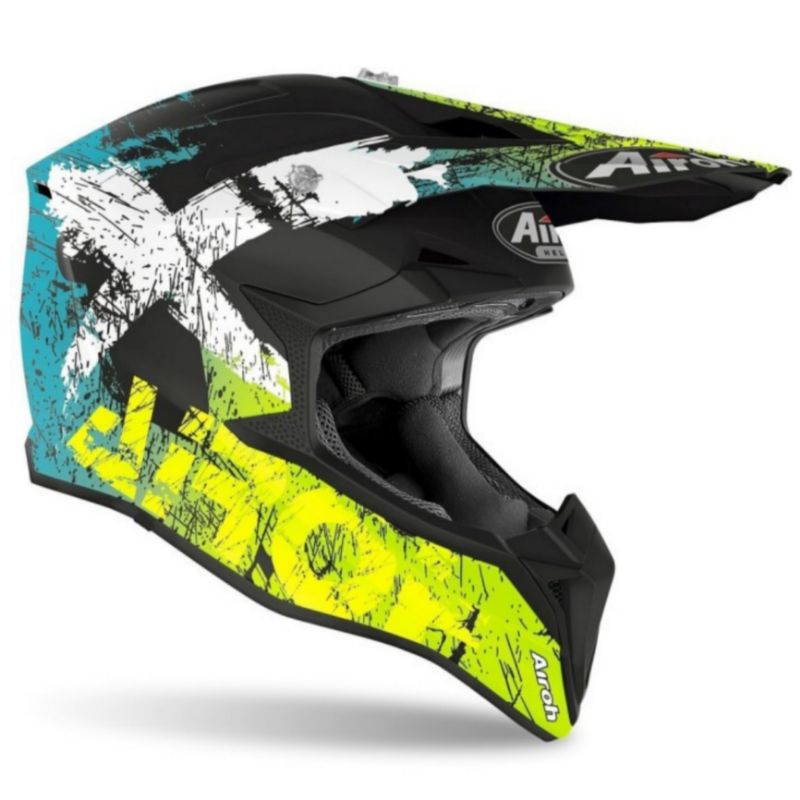 AIROH WRAAP SMILE YELLOW MATT HELM CROSS AIROH ORIGINAL