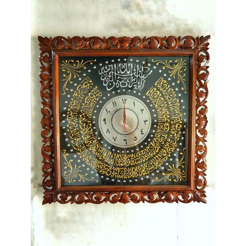 jam kaligrafi ukir frame kayu jati jepara