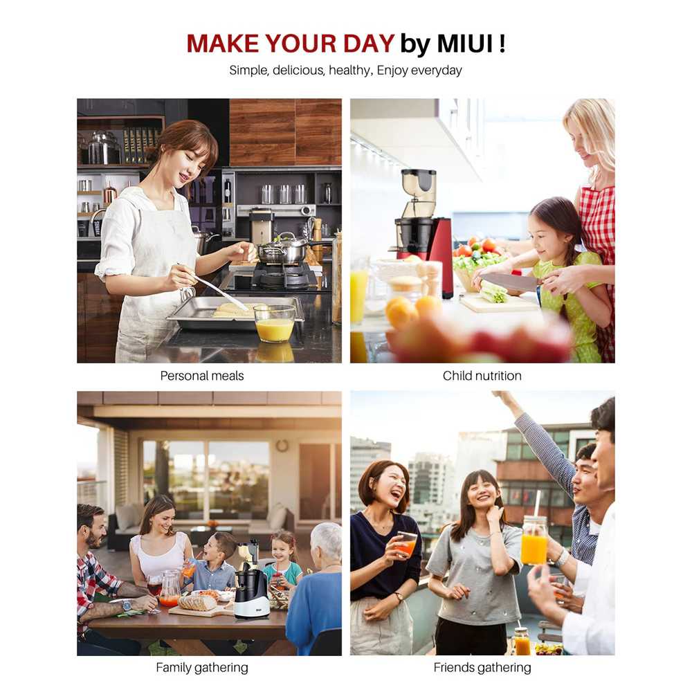 MIUI Fruit Slow Juicer 7LV Screw Cold Press Extractor Machine -JE-B03B