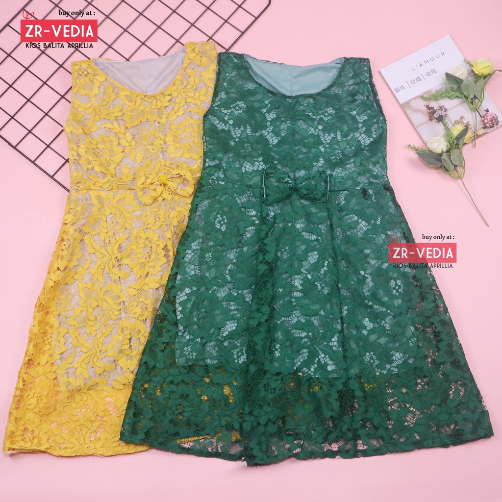 Dress Keira uk 3-4 Tahun / Gaun Pesta Kondangan Baju Balita Import Dres Brukat Kensi Anak Perempuan