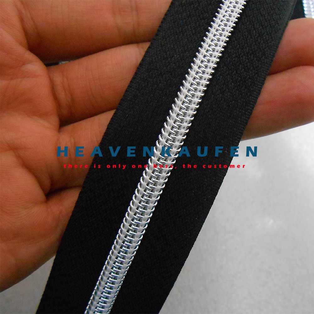Resleting Zipper Coil No 5 Hitam - Silver Meteran Murah