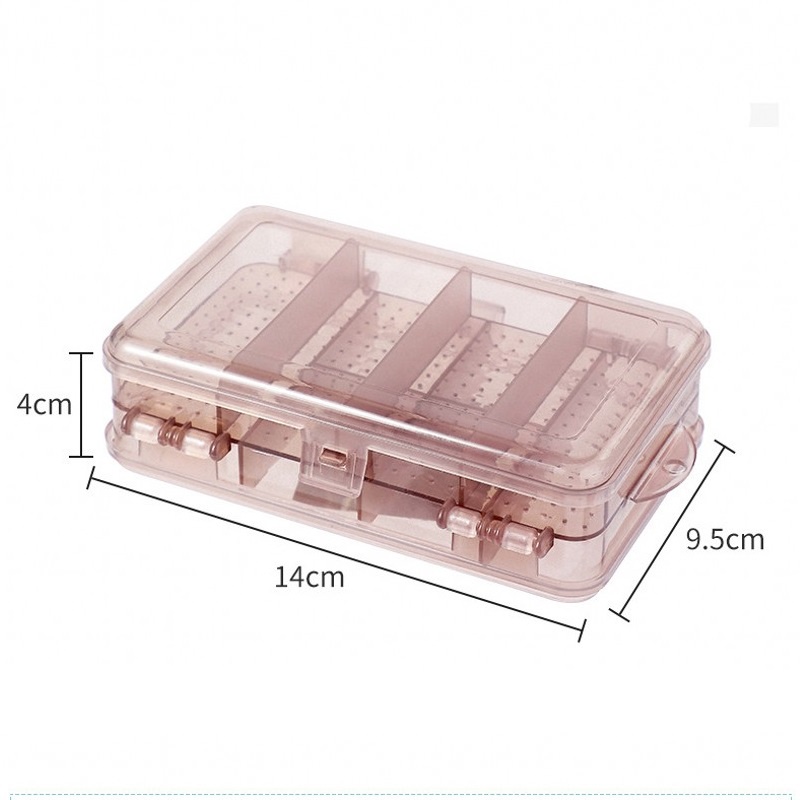 Double-Layer Compartment Portable Jewelry Box Jewelry 10 Compartment Mini Storage Box Plastic Transparent Earring Storage Box