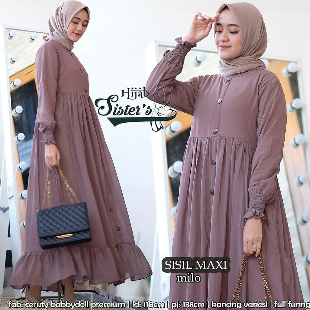 SISIL MAXI BL Bahan KATUN RAYON Gamis Wanita Modern