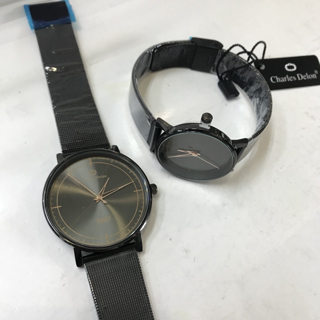 JAM TANGAN COUPLE CHARLES DELON RANTAI PASIR BLACK