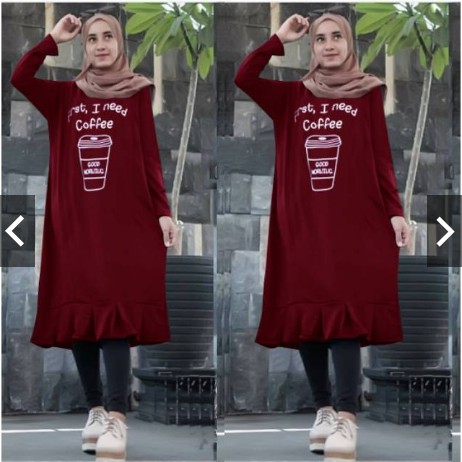 TUNIK MUSLIM MAYA MOTIF COFFEE