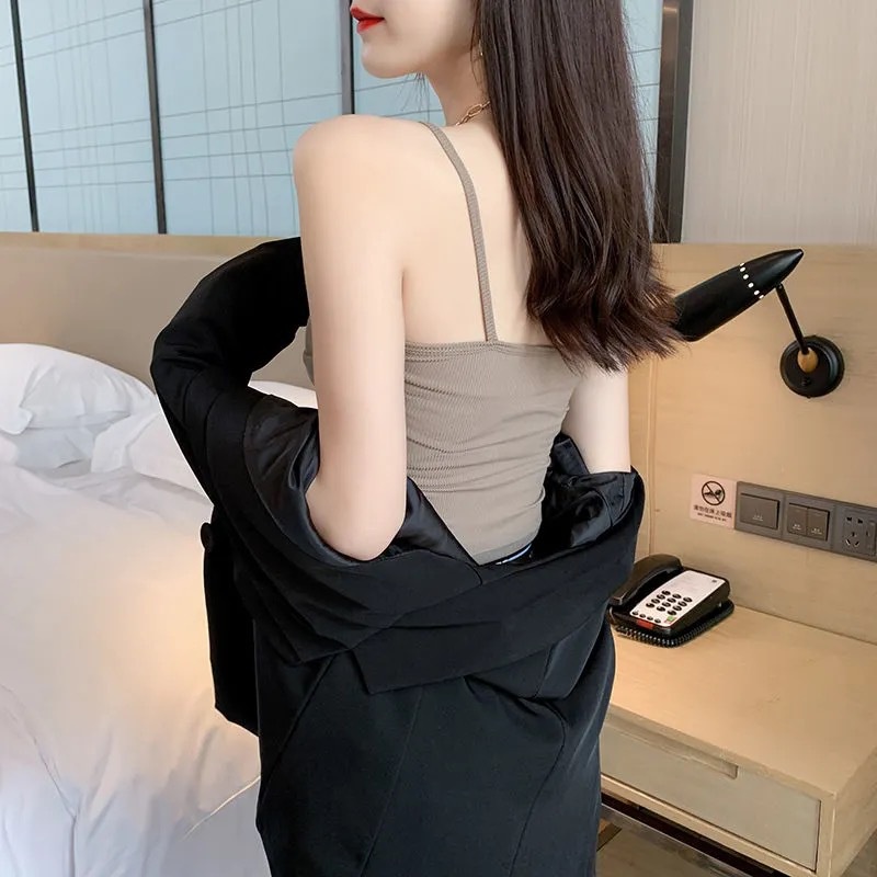 TankTop Bra With Cup Korean Style Silang BH Singlet Wanita Import Atasan Wanita Terbaru Bahan Katun Sexy Tank Top Cross Twist V Neck Import 1155