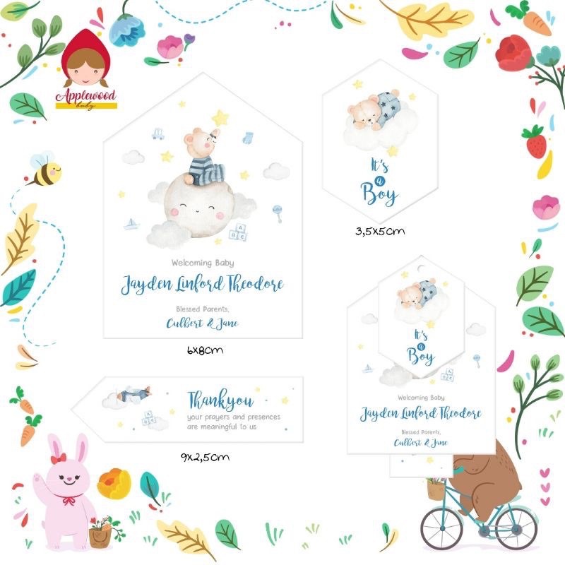 Label Thanks Card Hampers Souvenir Baby Born Newborn