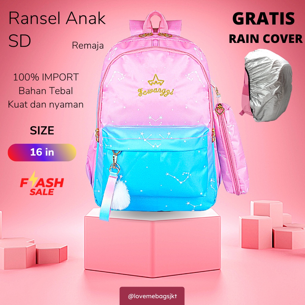 Tas anak perempuan LMB Kualitas import Bahan Berkualitas Anti Air Cocok Untuk Anak Remaja Gratis Rain Cover Bag Parasut Premium