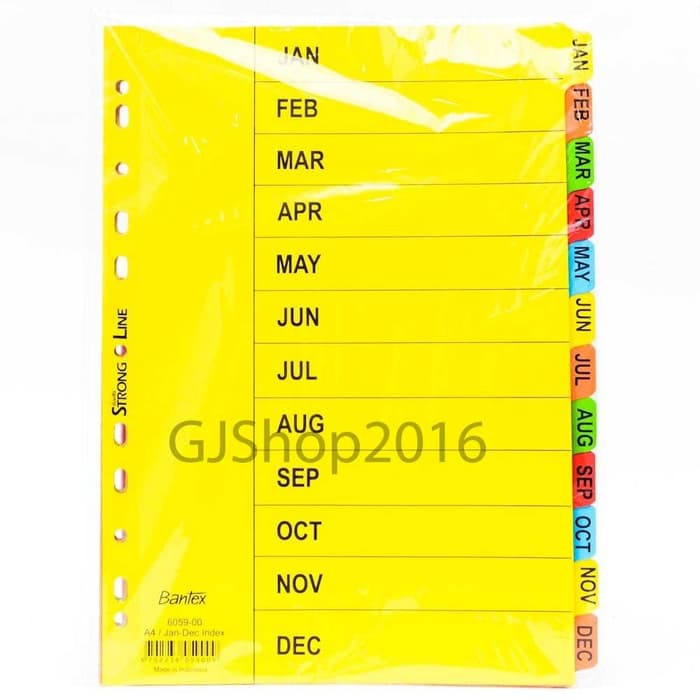 

Pembatas File A4 12 Lembar Jan-Dec Divider Bantex 6059 Devider