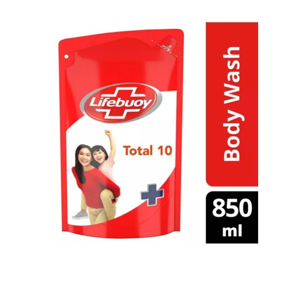 Lifebuoy Sabun Cair Mild Care, Total 10, Lemon Fresh Refill 825ml